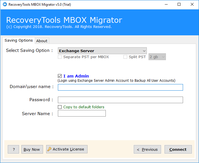 exchange server saving option